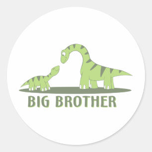 Cool Big Brother Shirt - Dinosaur Theme Classic Round Sticker