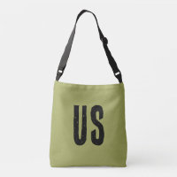 Cool big initial monogram Olive green Black