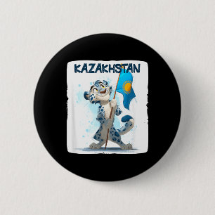 Cool Big Wildcat with Kazakhstan Flag Costume 6 Cm Round Badge