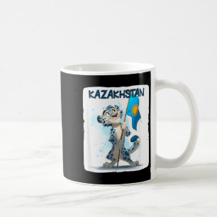 Cool Big Wildcat with Kazakhstan Flag Costume Coffee Mug