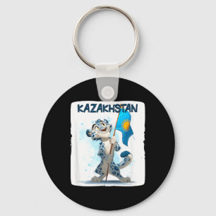 Cool Big Wildcat with Kazakhstan Flag Costume Key Ring