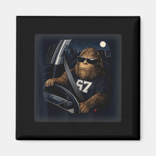 Cool Bigfoot Driving 67 Sungles Funny Gifts Men Wo Magnet