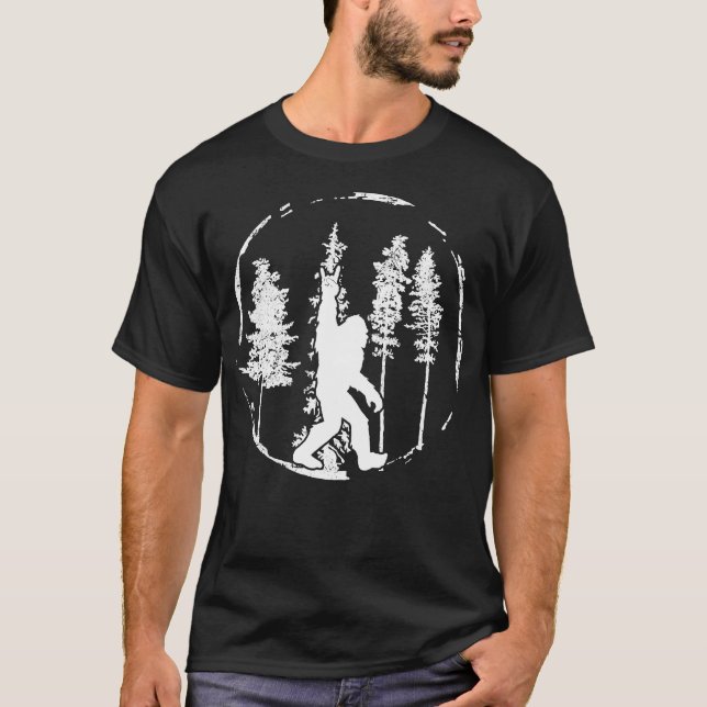 Cool Bigfoot In Forest Rock Roll Shirt Sasquatch B (Front)