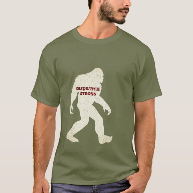 Cool Bigfoot Sasquatch Strong Funny Bigfoot T-Shirt (Front)