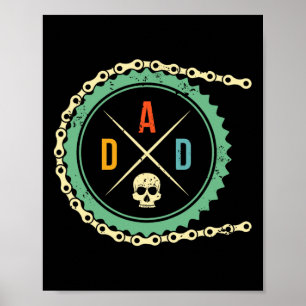Cool Bike Skull Dad Mountain Biking Mtb Riding Cyc Poster