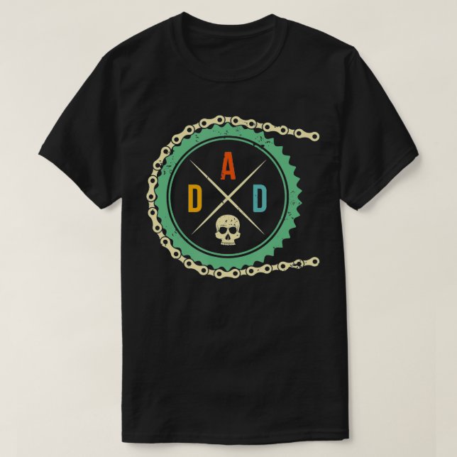 Cool Bike Skull Dad Mountain BikingRiding Cycling  T-Shirt (Design Front)