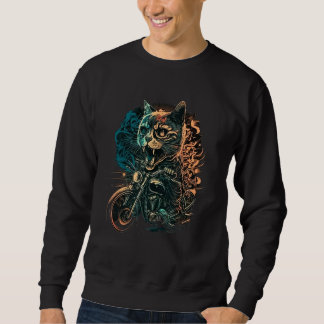 Cool Biker Cat Motorcycle Racing Design Sweatshirt