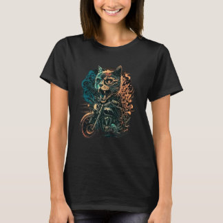 Cool Biker Cat Motorcycle Racing Design T-Shirt
