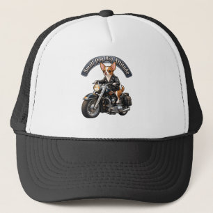 Cool Biker Chihuahua Dog Riding Motorcycle Trucker Hat