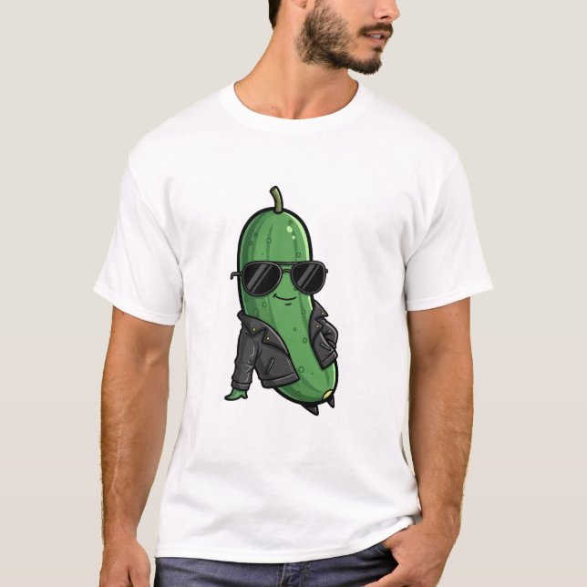 Cool Biker Cucumber T-Shirt (Front)