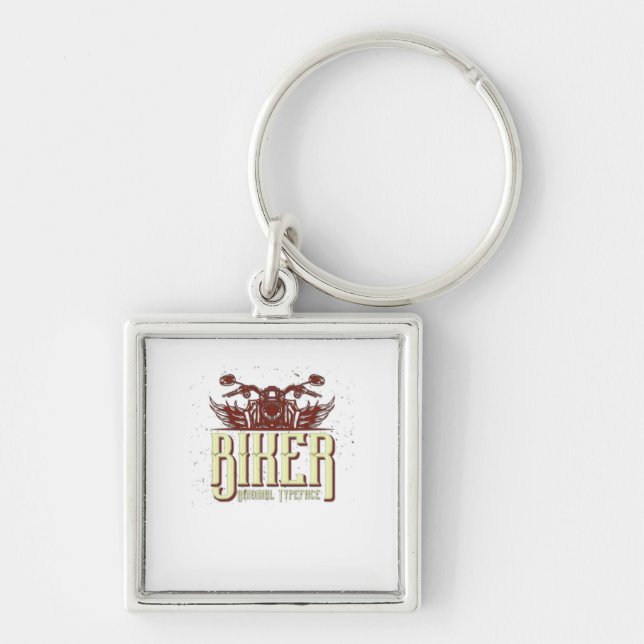 Cool Biker Design - Original Typeface Key Ring (Front)