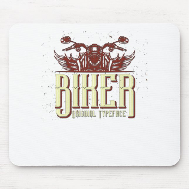 Cool Biker Design - Original Typeface Mouse Pad (Front)
