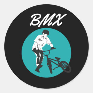 Cool Biker Retro BMX Style Classic Round Sticker