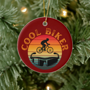Cool Biker Sunset Sunglasses Ceramic Ornament