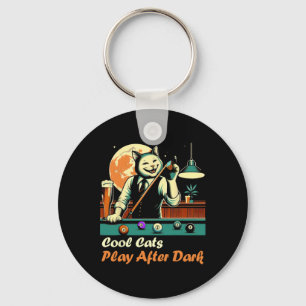 Cool Billiard Playing Kitty Cat  Key Ring