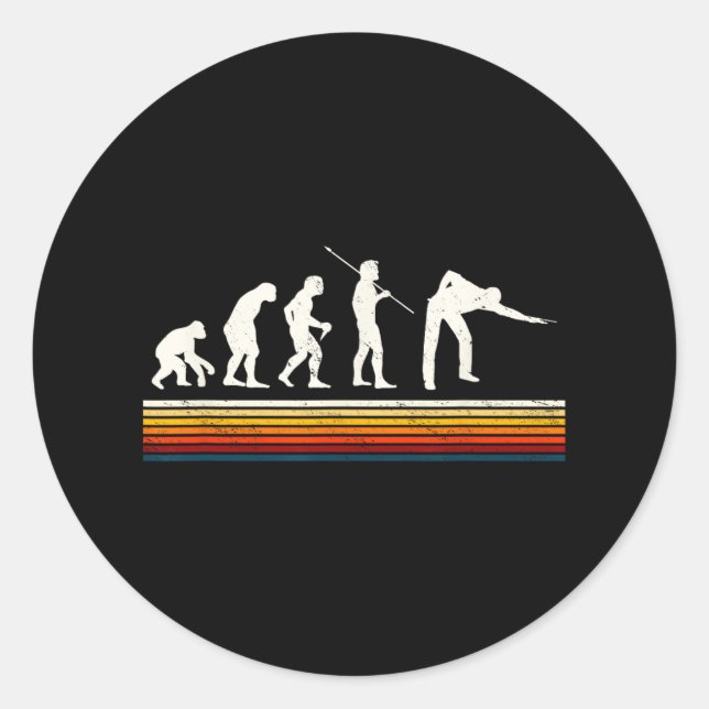Cool Billiards Black Evolution Of Man Billiards Pl Classic Round Sticker (Front)