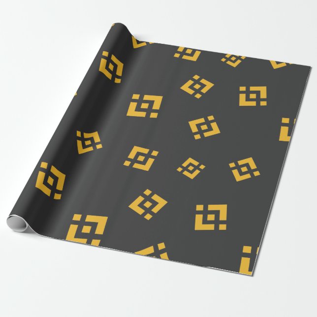 Cool Binance Cryptocurrency Coin Sign Pattern Wrapping Paper (Unrolled)