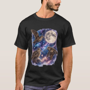 Cool Bird Lover Woodcock Birds Under Moon Galaxy T-Shirt