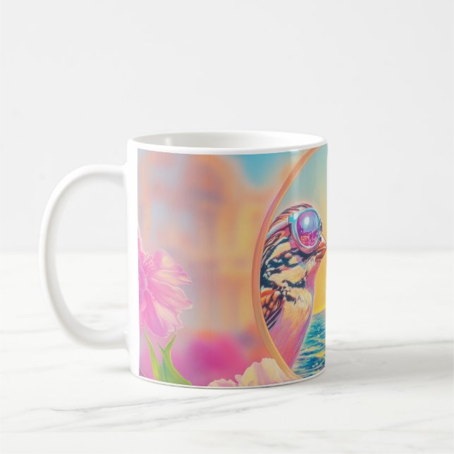 Cool Birds with Sunglasses at Sunset Coffee Mug (Left)