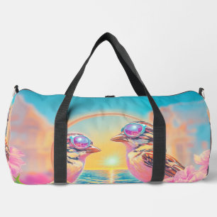 Cool Birds with Sunglasses at Sunset Duffle Bag