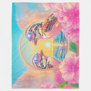 Cool Birds with Sunglasses at Sunset Fleece Blanket