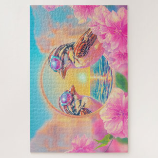 Cool Birds with Sunglasses at Sunset Jigsaw Puzzle
