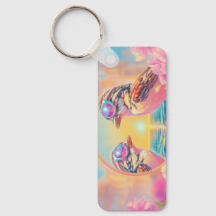 Cool Birds with Sunglasses at Sunset Key Ring