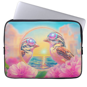 Cool Birds with Sunglasses at Sunset Laptop Sleeve