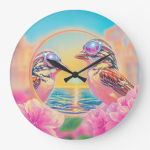 Cool Birds with Sunglasses at Sunset