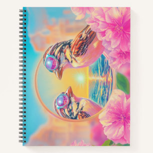 Cool Birds with Sunglasses at Sunset Notebook
