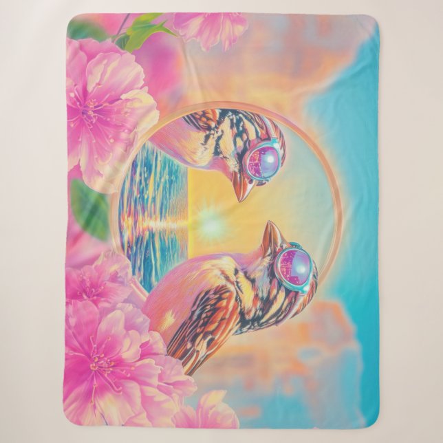 Cool Birds with Sunglasses at Sunset Sherpa Blanket (Front)