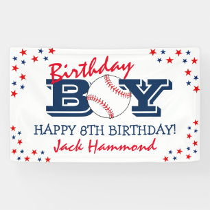 Cool 'Birthday Boy' Baseball Sport Happy Birthday Banner