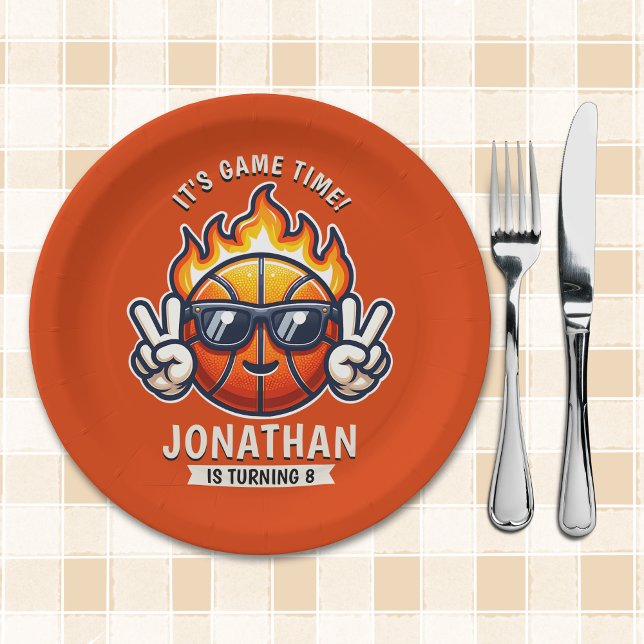 Cool Birthday Boy with Basketball Theme Paper Plate (Creator Uploaded)
