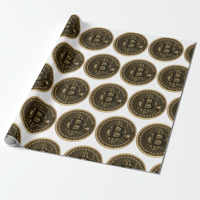 Cool Bitcoin Cryptocurrency Circuit Coin Sign Wrapping Paper (Unrolled)
