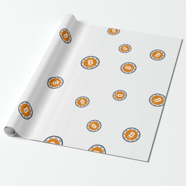 Cool Bitcoin Interest Cryptocurrency Sign Pattern Wrapping Paper (Unrolled)