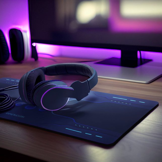 Cool black and blue geometric gaming background desk mat (Creator Uploaded)