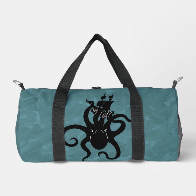 Cool Black and Blue Kraken from the Deep Duffle Bag (Front)