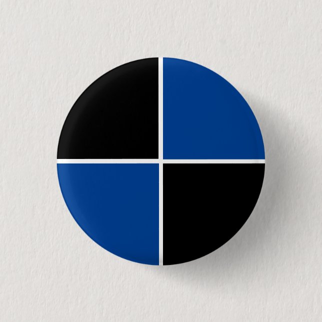 Cool black and blue square pattern 3 cm round badge (Front)