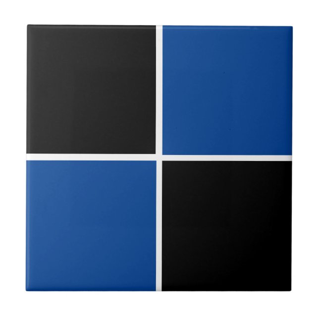 Cool black and blue square pattern square paper co ceramic tile (Front)