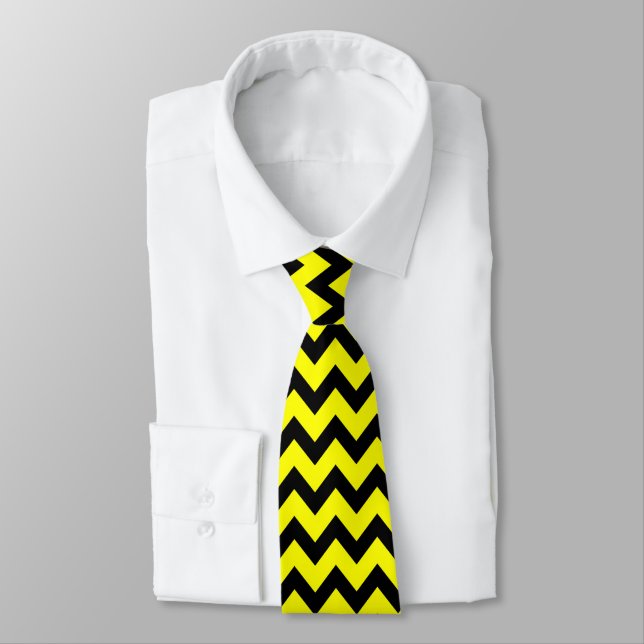Cool Black and bright neon yellow Chevron pattern Tie (Tied)