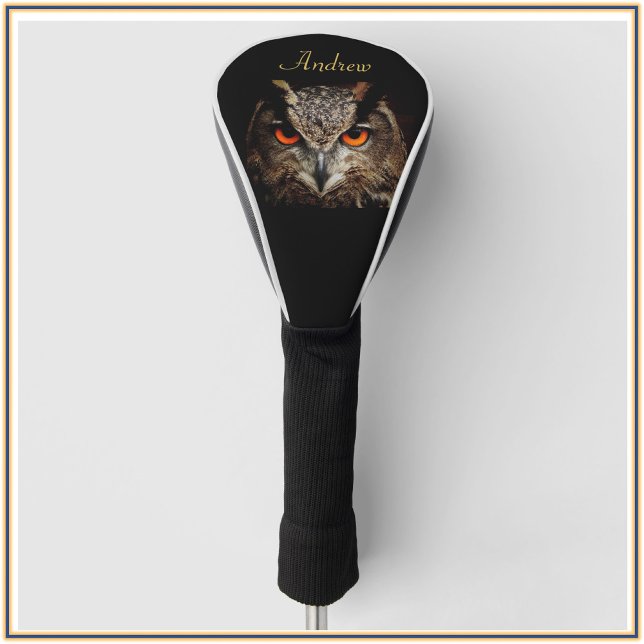 Cool Black and Gold Fierce Owl  Golf Head Cover (Bookmark my store! https://www.zazzle.com/store/capricepetit)