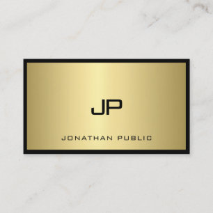 Cool Black And Gold Monogram Glamour Professional Business Card