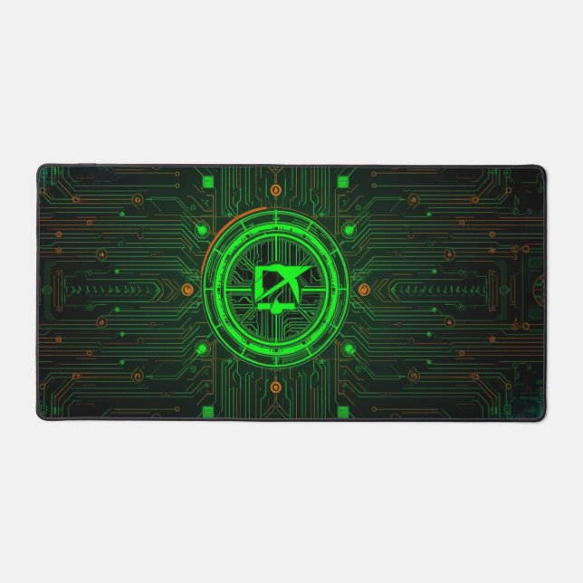 Cool black and green futuristic gaming background  desk mat (Front)