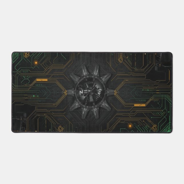 Cool black and green futuristic gaming background  desk mat (Front)