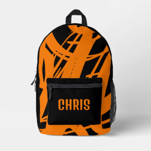 Cool Black And Orange For Boys Girls & Kids School Printed Backpack