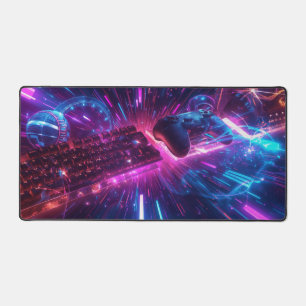 Cool black and red futuristic gaming desk mat