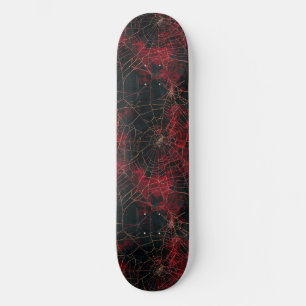 Cool Black and Red Spider Web Design Skateboard