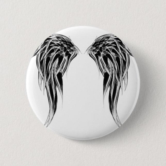 Cool Black and White Angel Wings 6 Cm Round Badge (Front)