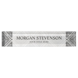 Cool Black and White Aztec Tribal Pattern Nameplate