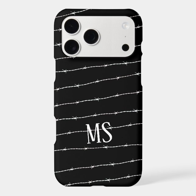 Cool black and white barbed wire pattern Monogram (Back)